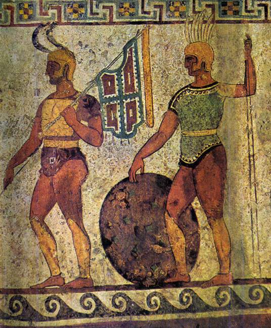 Луканские воины. (из могильника IV в. до н. э. в городе Пестум). Неаполь, музей.