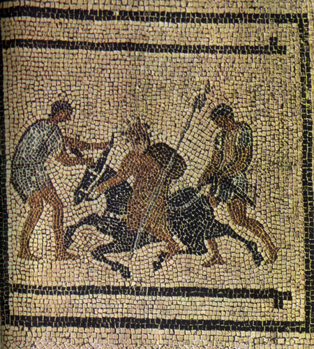 Силен на осле. Мозаика из дома П. Прокула в Помпеях. Неаполь, музей.