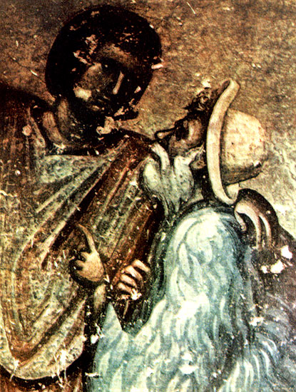 Деталь фрески (1335 г.). Монастырь в Дечанах (Сербия).