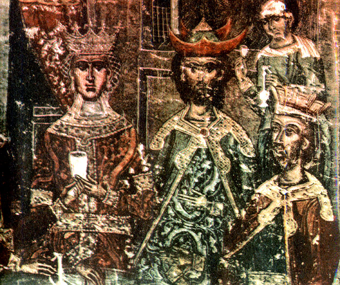 Свадьба в Кане. Деталь фрески (XVII в.). Монастырь в Холово (Сербия).