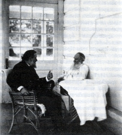 Л.Н. Толстой и И.И. Мечников. Ясная Поляна. 30 мая 1909 г. Фотография С.Г. Смирнова